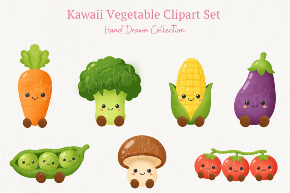Download Kawaii Vegetable Clipart Bundle - Bundle Collection