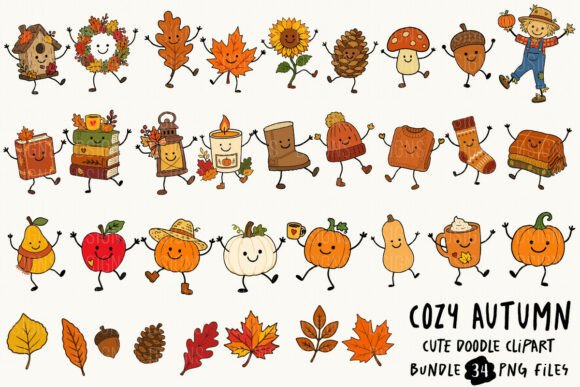 Download Cozy Fall Autumn Cute Doodle Bundle PNG - Bundle Collection
