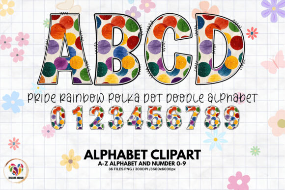 Download Pride Rainbow Polka Dot Doodle Alphabet - Pride rainbow Collection