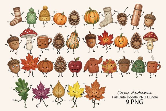 Download Cozy Autumn Fall Cute Doodle PNG Bundle - Bundle Collection
