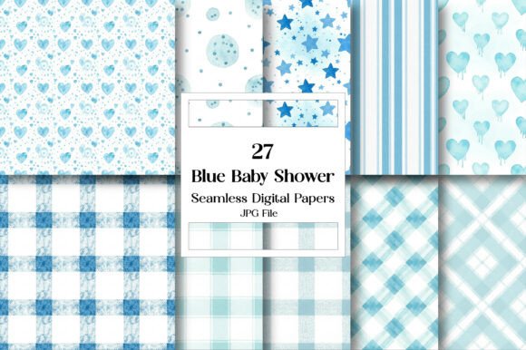 Download Blue Baby Shower Digital Paper Bundle - Bundle Collection