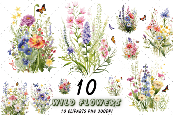 Download Watercolor Wild Flowers Clipart Bundle - Bundle Collection
