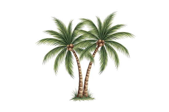 Download Two Green Tropical Coconut Palm Trees - Palm trees Collection
