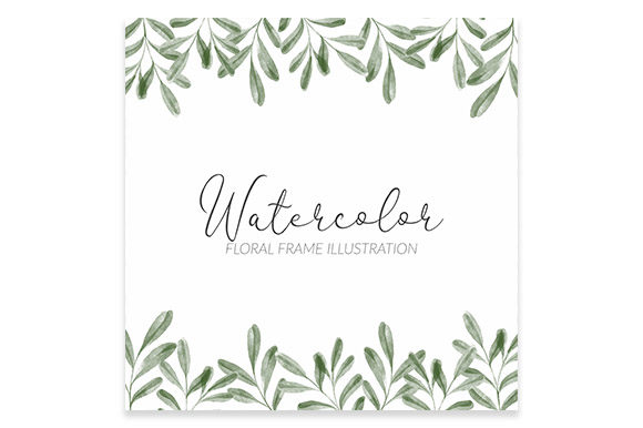 Download Watercolor Green Leaf Square Frame - Premium Resources