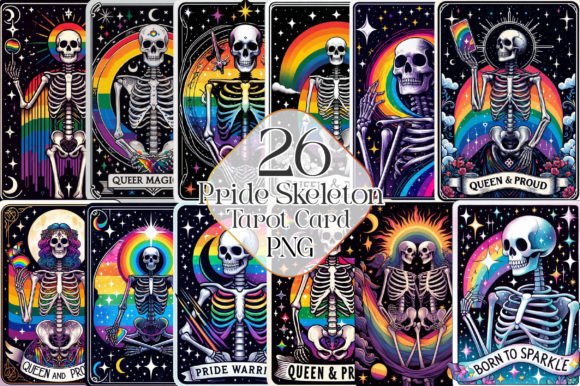 Download LGBTQ+ Pride Skeleton Tarot Card Bundle - Bundle Collection