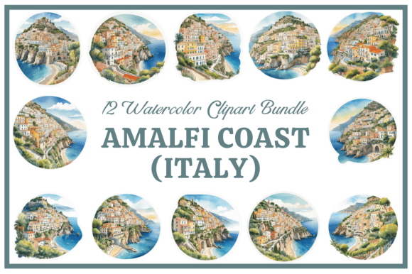 Download Amalfi Coast Watercolor Clipart Bundle - Bundle Collection