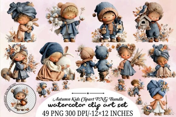 Download Autumn Kids Clipart PNG Bundle - Bundle Collection