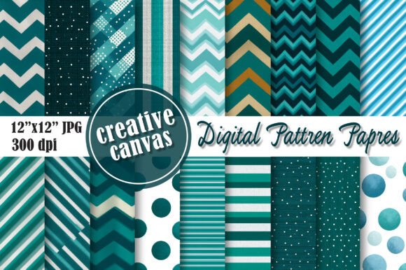 Download Teal Geometric Digital Paper Bundle - Bundle Collection
