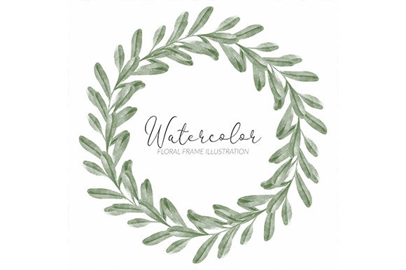 Download Watercolor Green Leaf Wreath Frame - Premium Resources
