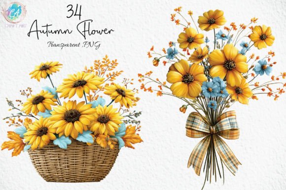 Download Whimsical Autumn Flower Clipart Bundle - Bundle Collection