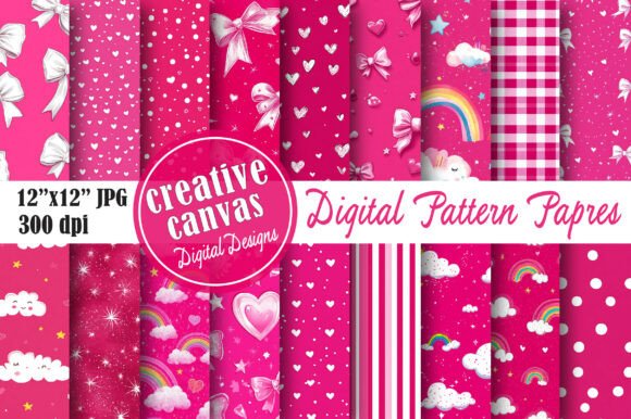 Download Hot Pink Coquette Digital Paper Bundle - Bundle Collection
