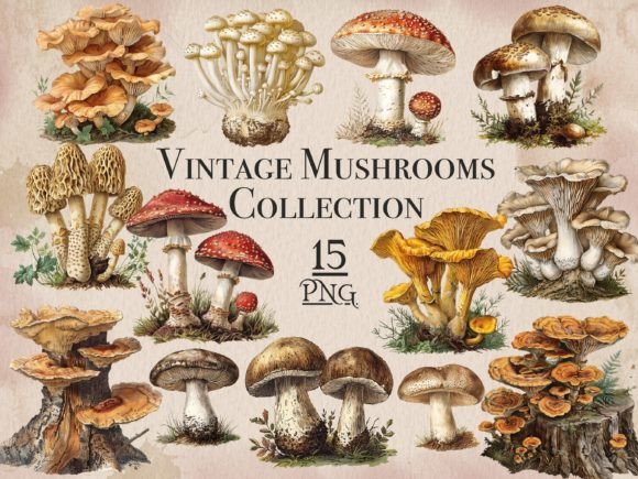 Download Vintage Mushroom Png Bundle - Bundle Collection