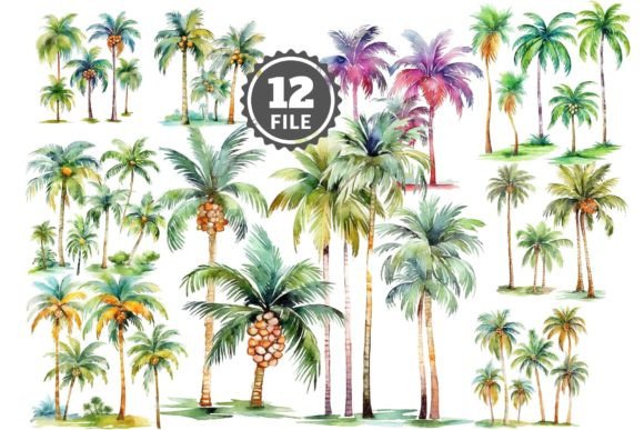 Download Watercolor Palm Trees Clipart - Palm trees Collection